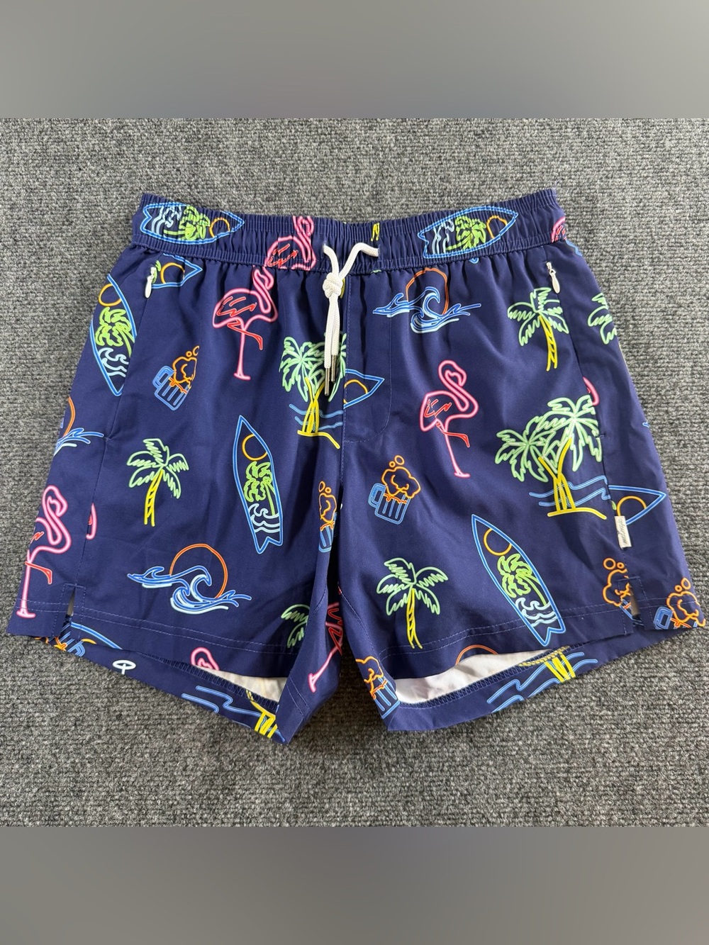 Maamgic The Neon Lights Swim Trunks Mens Small Lined 5" Inseam Summer Fun Beach